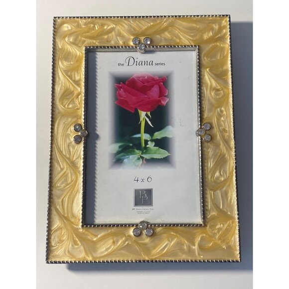 Diana Series Picture Frame Gold Silver Rhinestone 4 x 6In Wall Hang Stand - Picture 2 of 16